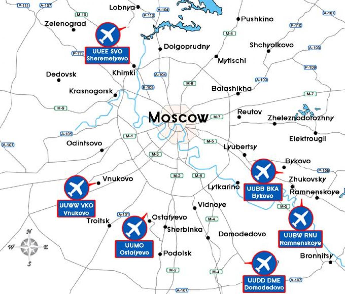 map of Moscow airports
