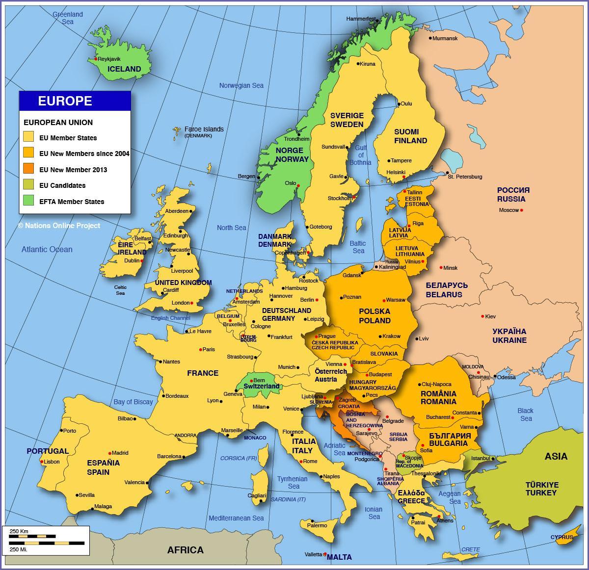 Moscow on map of europe