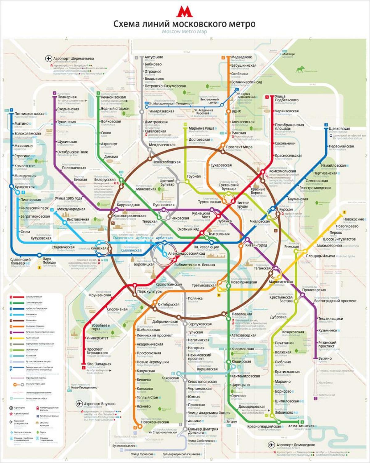 map of Moscow metro english and Russian