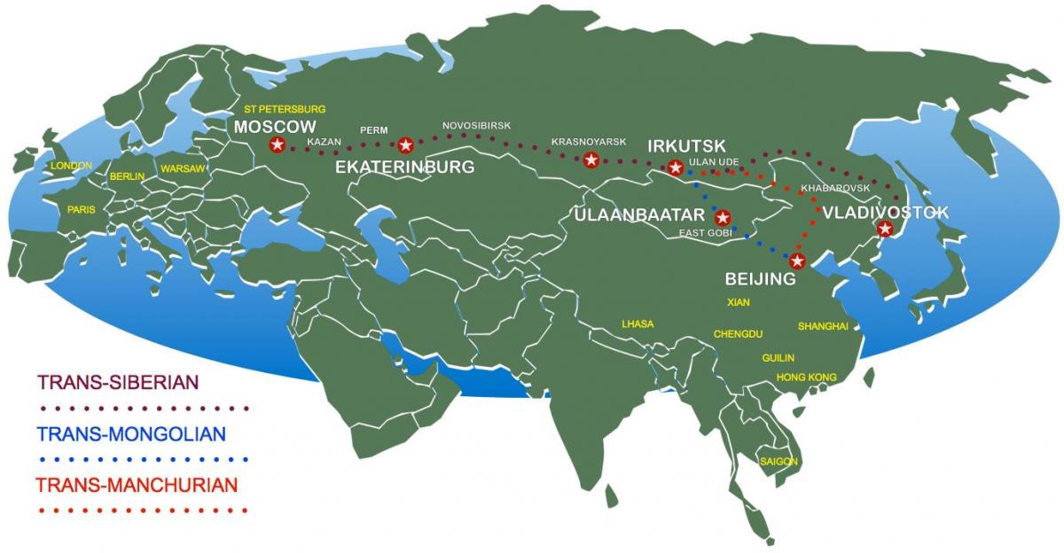 Beijing to Moscow train route map