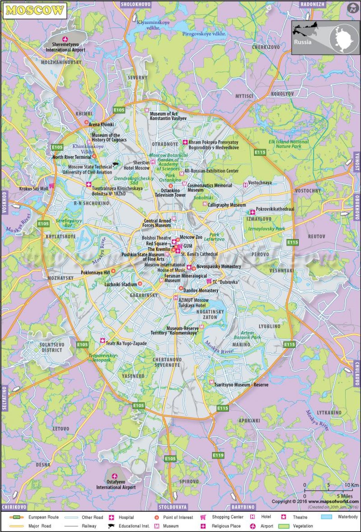 Moscow on a map