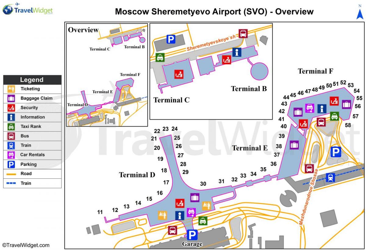 Sheremetyevo map of terminals