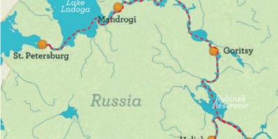 Map of St Petersburg to Moscow cruise